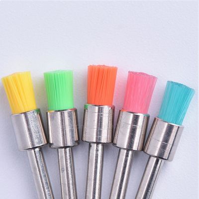 Bowl Type Dental Prophy Brush Latch Soft Colorful Nylon Flat Head Pen Shape